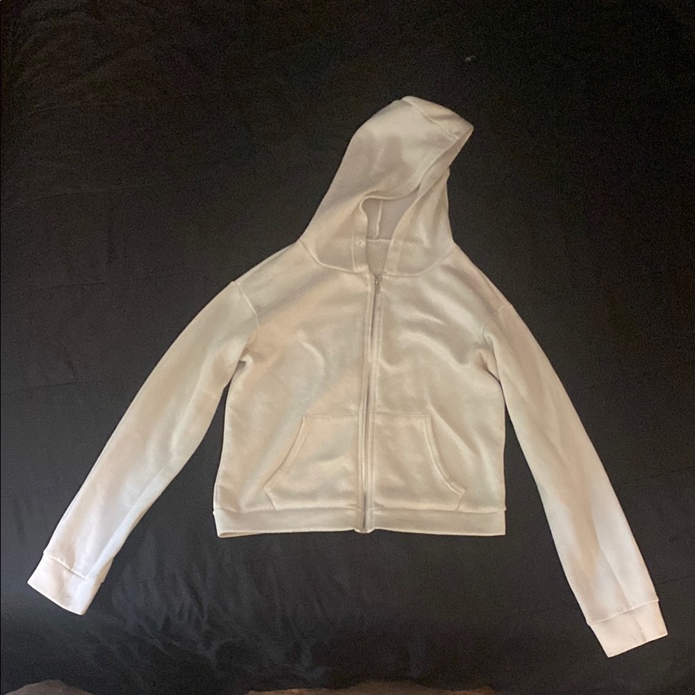 White Cropped Zip-Up Jacket